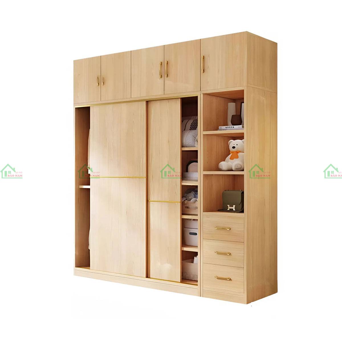 Tay nắm kim loại hiện đại trên tủ gỗ tự nhiên cánh lùa TATN29