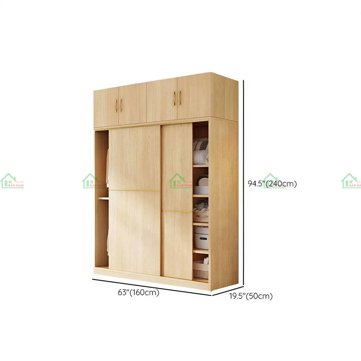 Thiết kế cánh lùa thông minh trên tủ gỗ tự nhiên TATN29