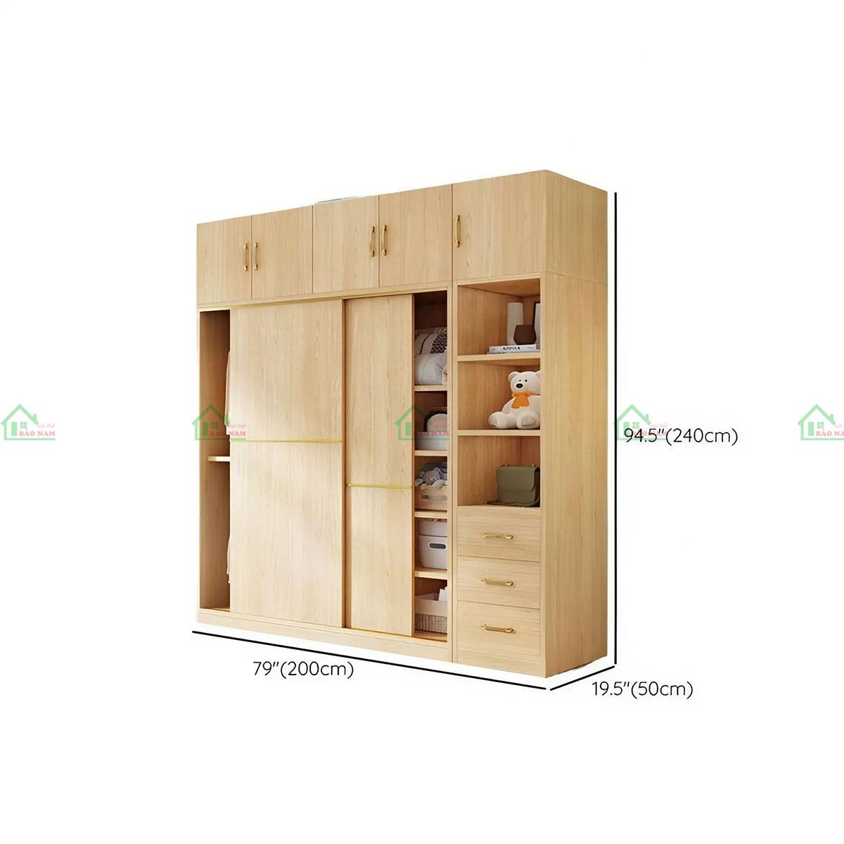Vân gỗ tự nhiên đẹp trên tủ cánh lùa TATN29, tạo vẻ đẹp tinh tế.