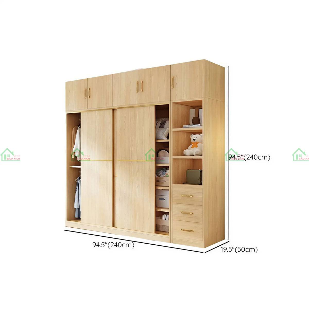 Mẫu tủ gỗ TATN29 với phong cách tối giản, dễ dàng phối hợp với nội thất khác.