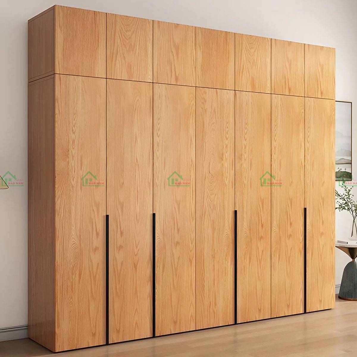 Tủ quần áo gỗ tự nhiên TATN34 với thiết kế hiện đại và tối giản