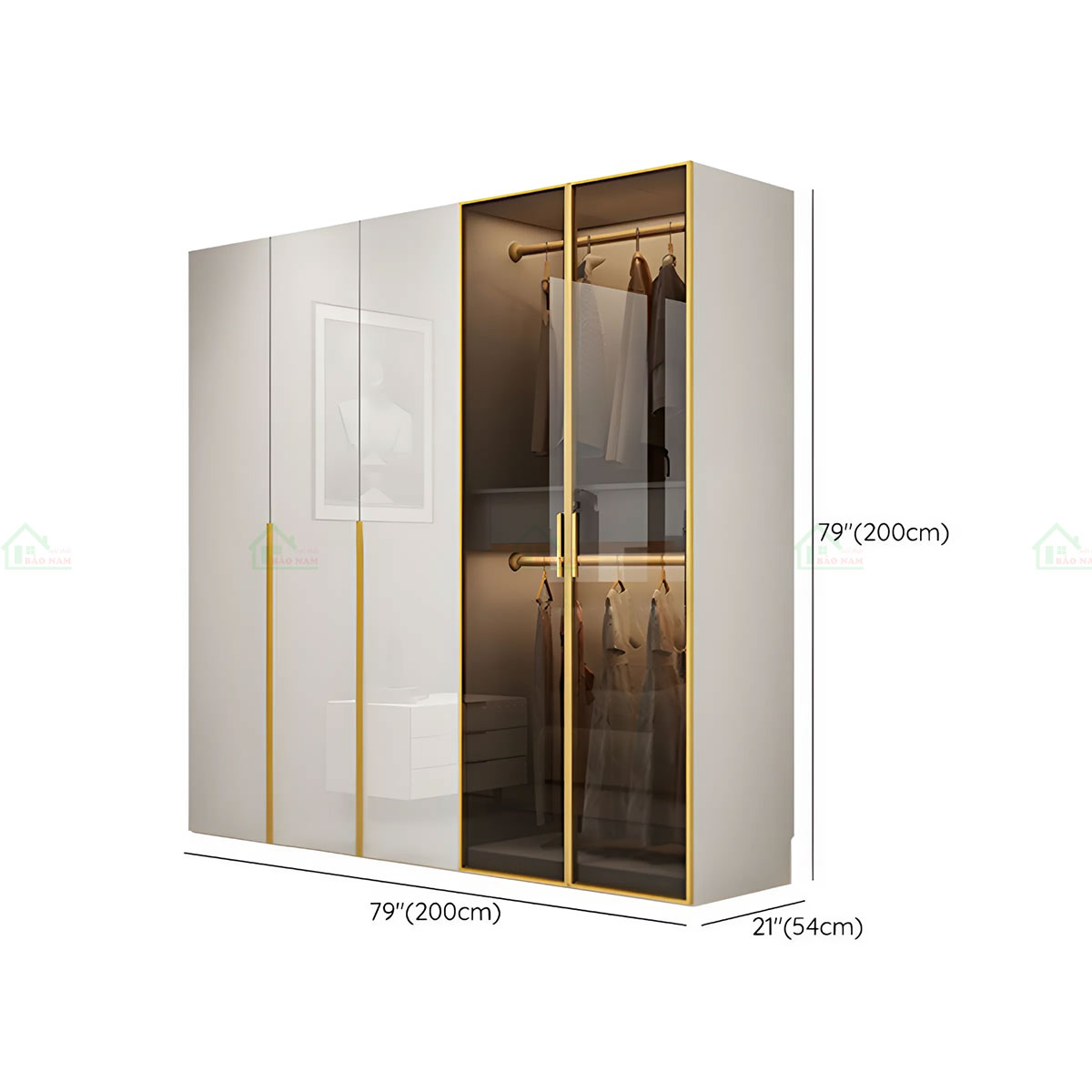 Tích hợp cánh nhôm kính trong suốt tạo chiều sâu và làm điểm nhấn cho thiết kế tổng thể.