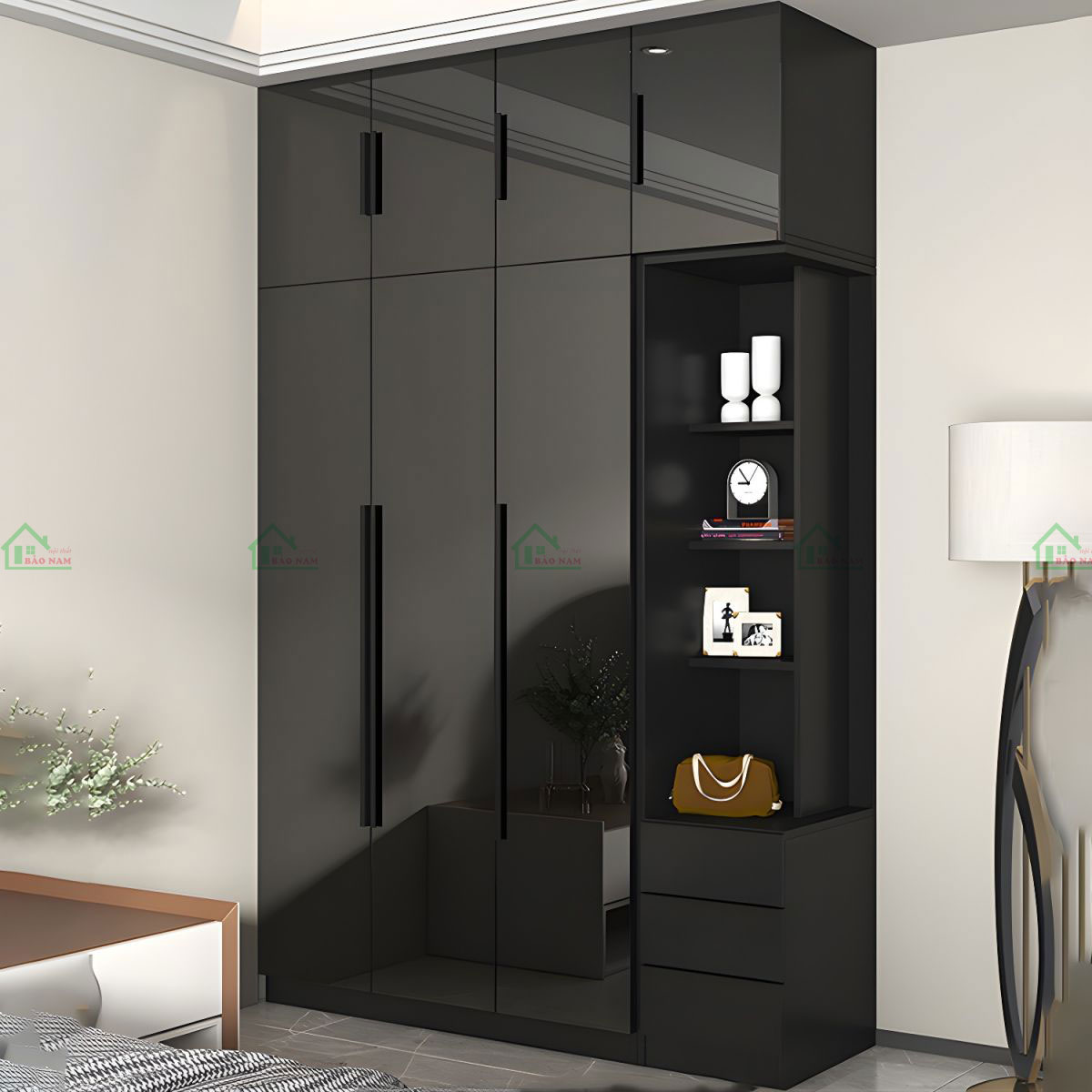Sử dụng gỗ MDF an cường, vừa mang lại sự chắc chắn, vừa tạo cảm giác sang trọng và hiện đại.