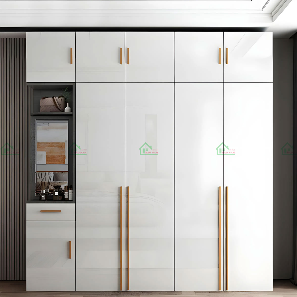 Thiết kế hiện đại, sang trọng với cánh cửa bằng acrylic trong suốt, mang lại cảm giác không gian rộng rãi và thoáng đãng.