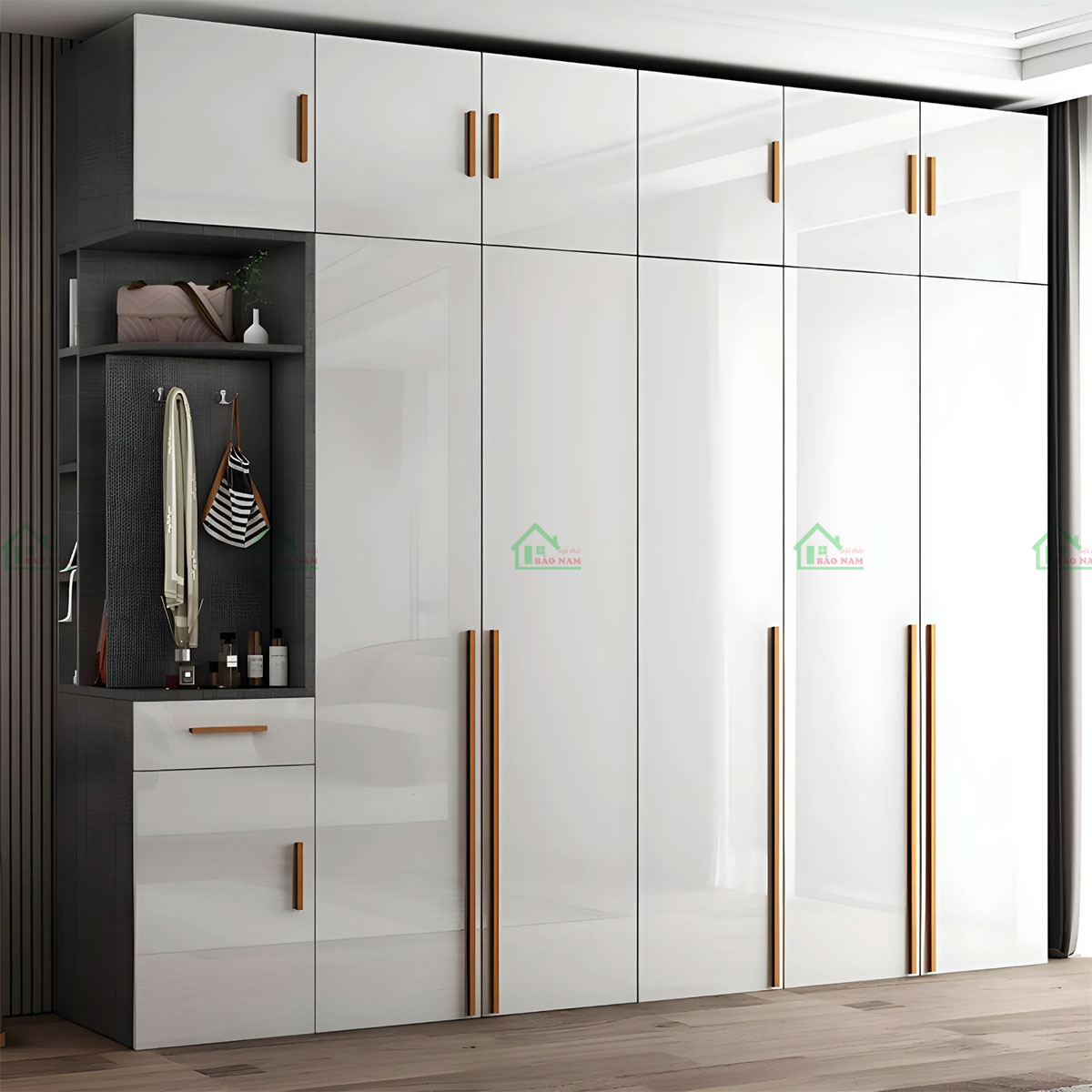 Tủ được sản xuất theo kích thước, đáp ứng tối đa nhu cầu lưu trữ của bạn.