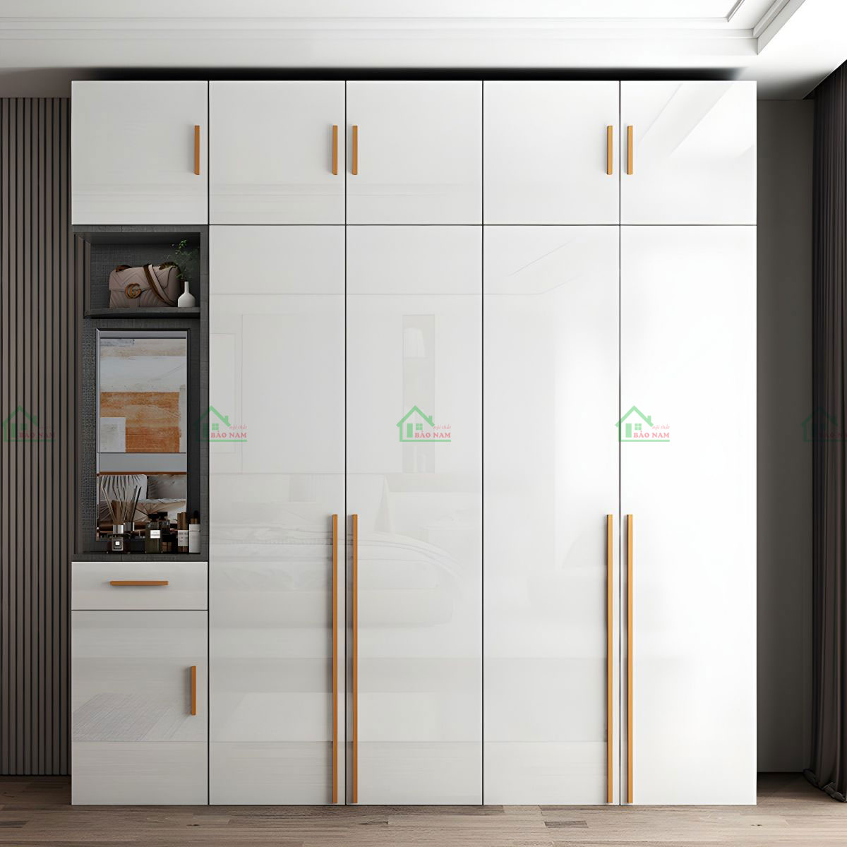 Tủ được sản xuất theo kích thước, đáp ứng tối đa nhu cầu lưu trữ của bạn.