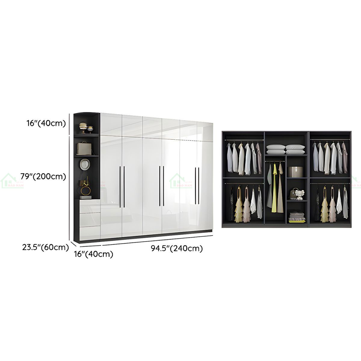 Tủ Quần Áo Acrylic Bóng Gương An Cường TAR38