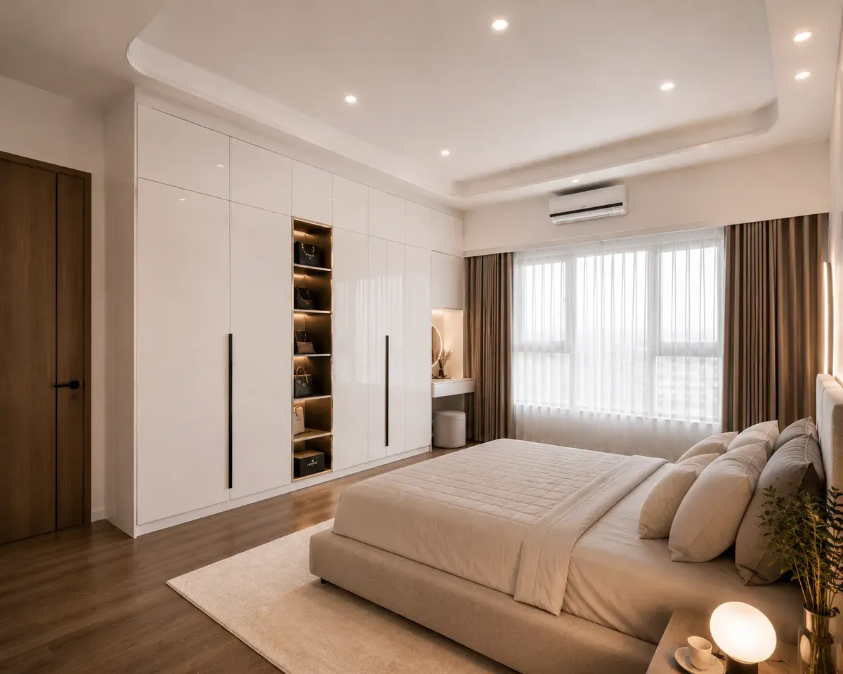 Thiết kế tủ Acrylic giúp không gian phòng ngủ hiện đại và đồng bộ hơn