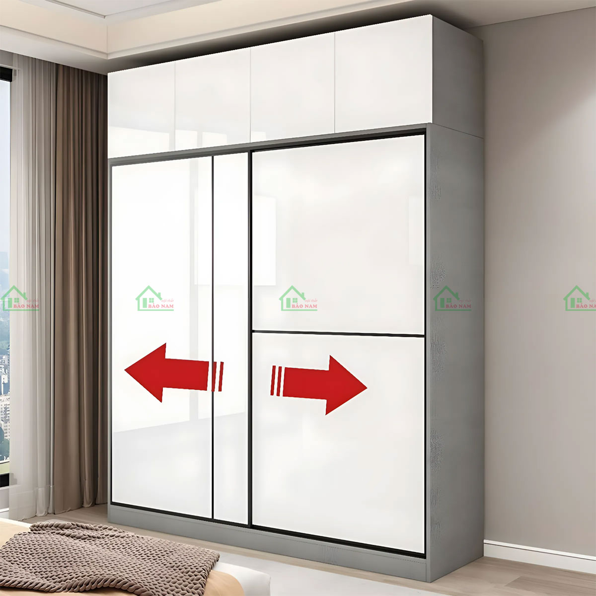 Hệ thống cửa lùa 2 cánh linh hoạt, tối đa hóa diện tích sử dụng
