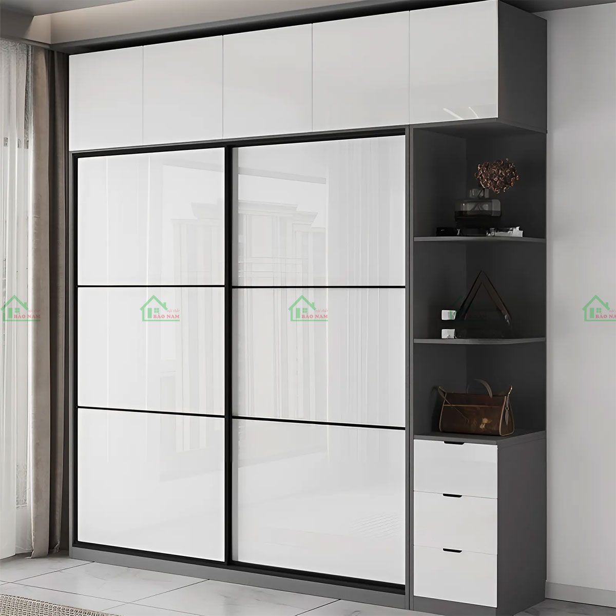 Tủ Quần Áo Acrylic Cửa Lùa Đẹp Hiện Đại TAL16