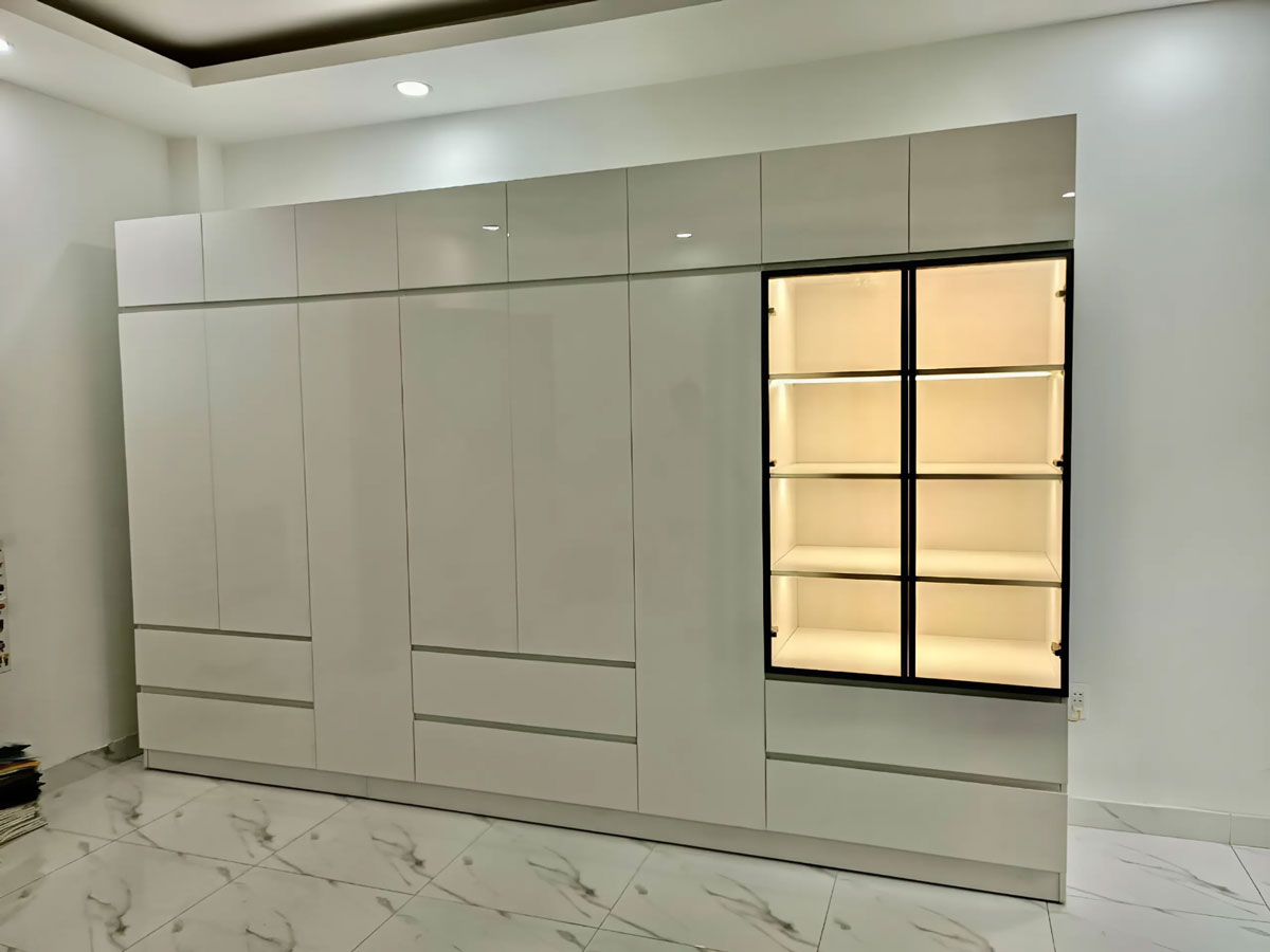 Thi công & Lắp đặt Tủ Quần Áo Acrylic Đẹp Hiện Đại TAR31 - Nội Thất Bảo Nam