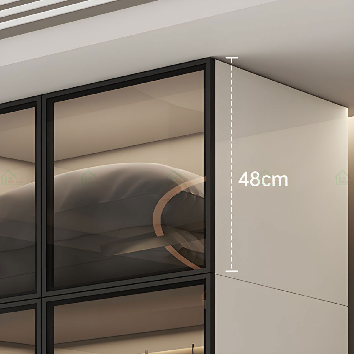Tủ được sản xuất theo kích thước, đáp ứng tối đa nhu cầu lưu trữ của bạn.