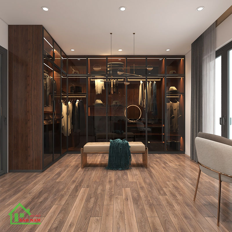 Tủ quần áo cánh kính chữ L hiện đại TK19