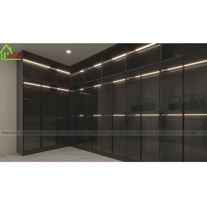 Mẫu tủ áo cánh kính chữ U