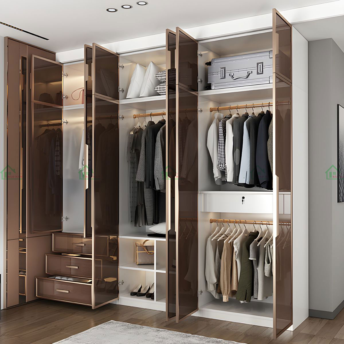 Mẫu Tủ Quần Áo Cánh Kính Cường Lực Đẹp TK54