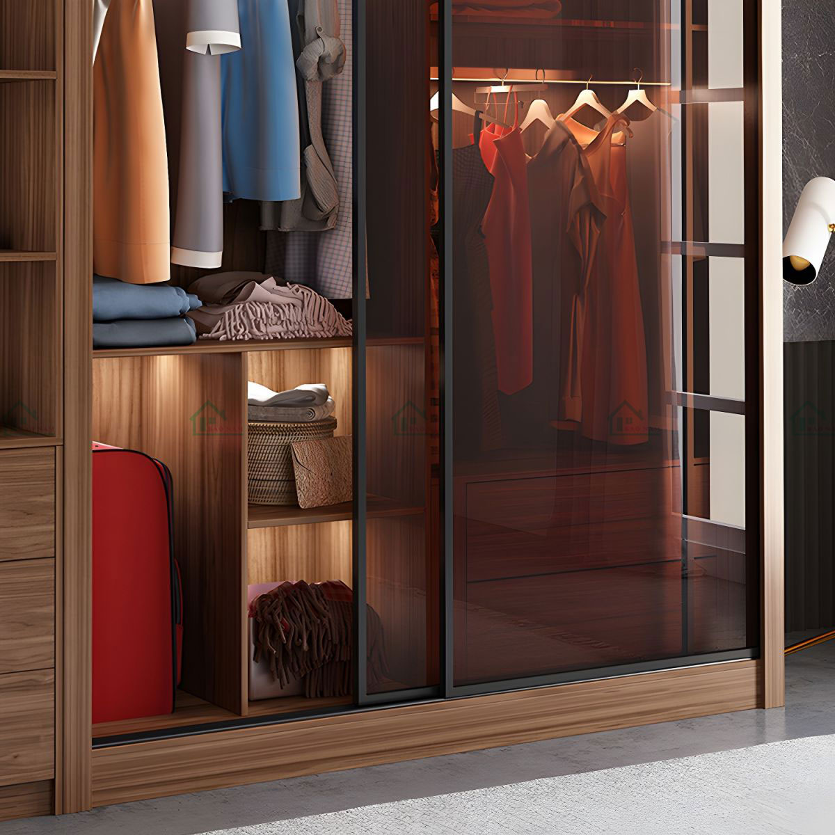 Tủ Quần Áo Cánh Kính Đẹp Hiện Đại TK55