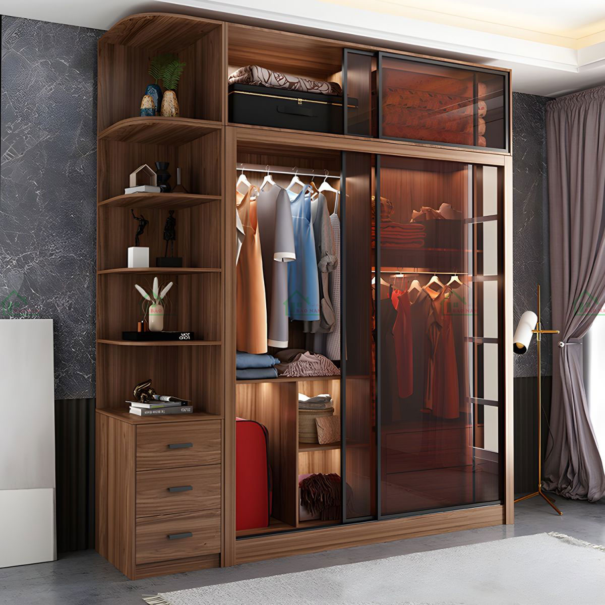 Tủ Quần Áo Cánh Kính Đẹp Hiện Đại TK55
