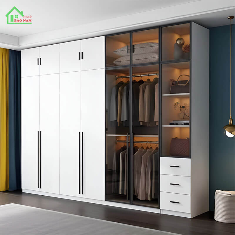 Tủ quần áo cánh kính hiện đại TK12