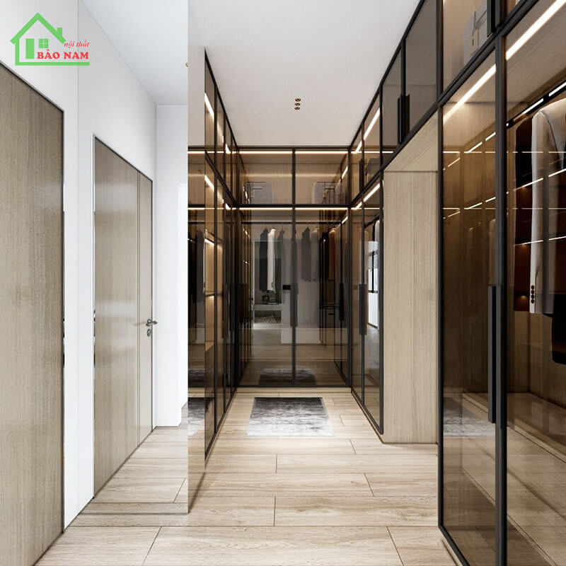 Tủ quần áo cánh kính trà hiện đại