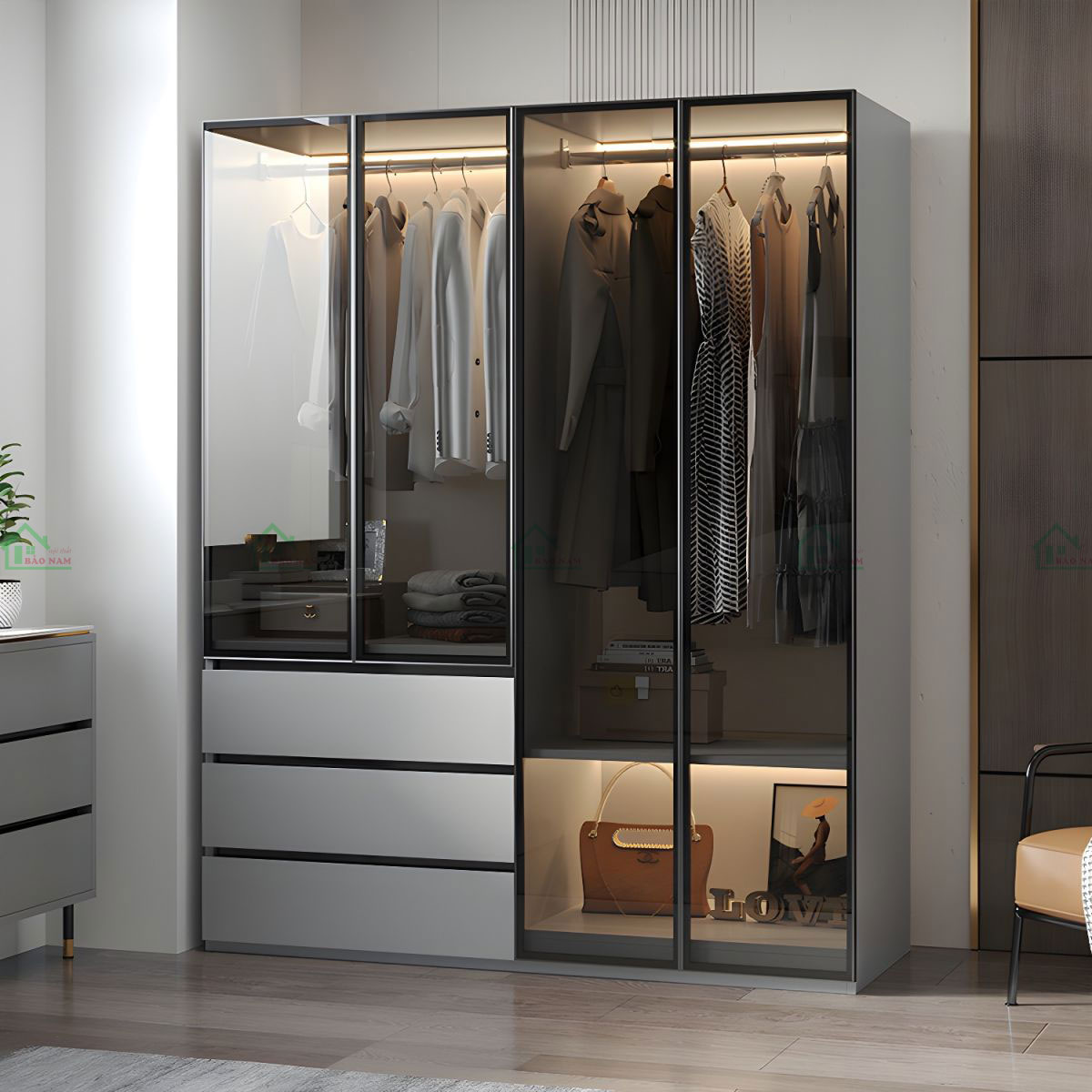 Tủ Quần Áo Cánh Kính Hiện Đại TK39