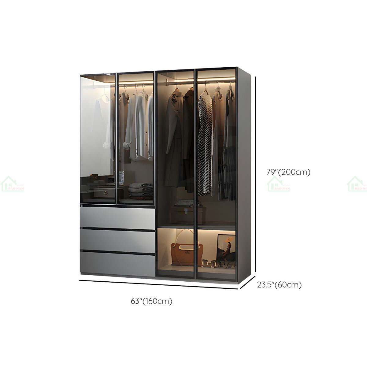 Tủ Quần Áo Cánh Kính Hiện Đại TK39