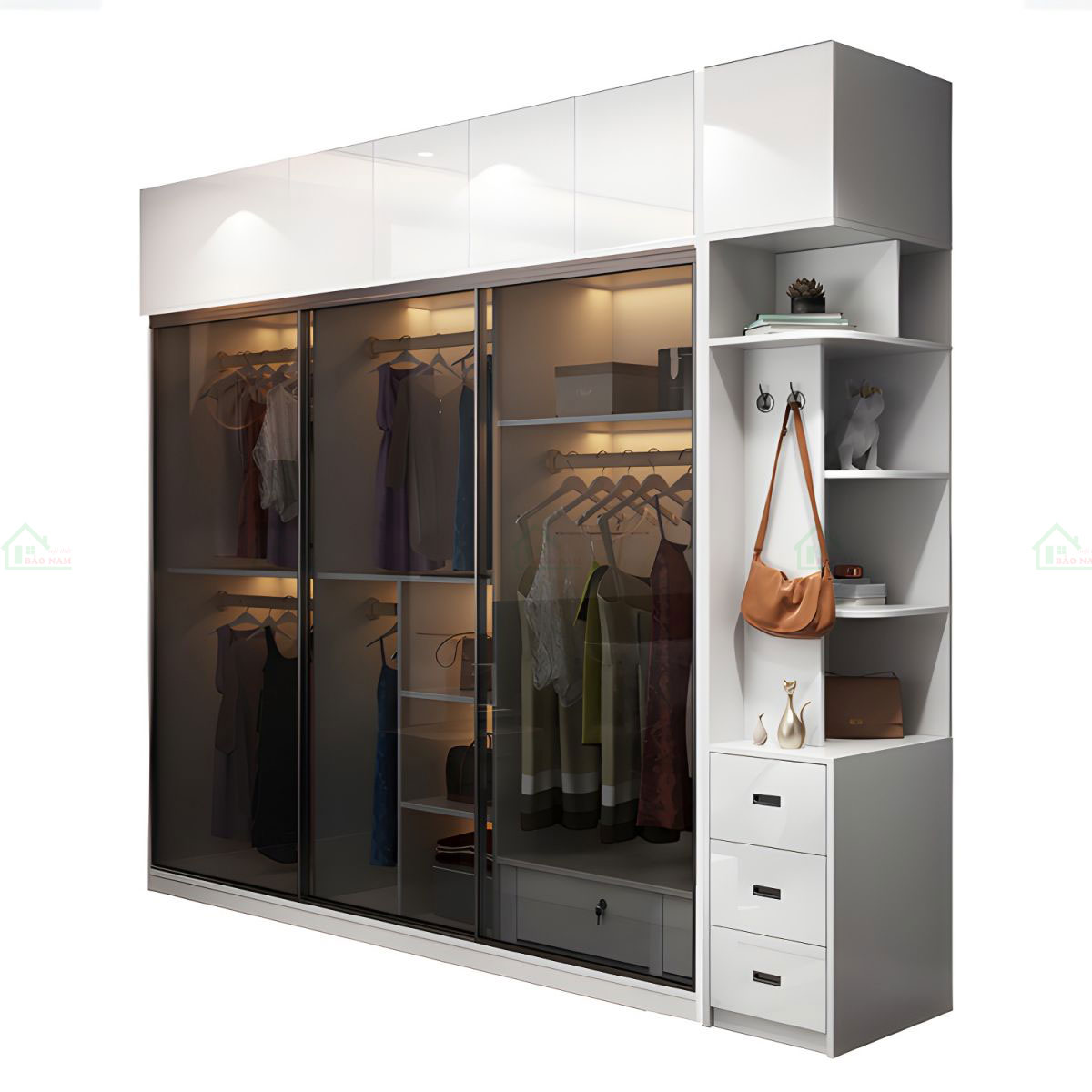 Tủ Quần Áo Cánh Kính Lùa Cao Cấp TK50