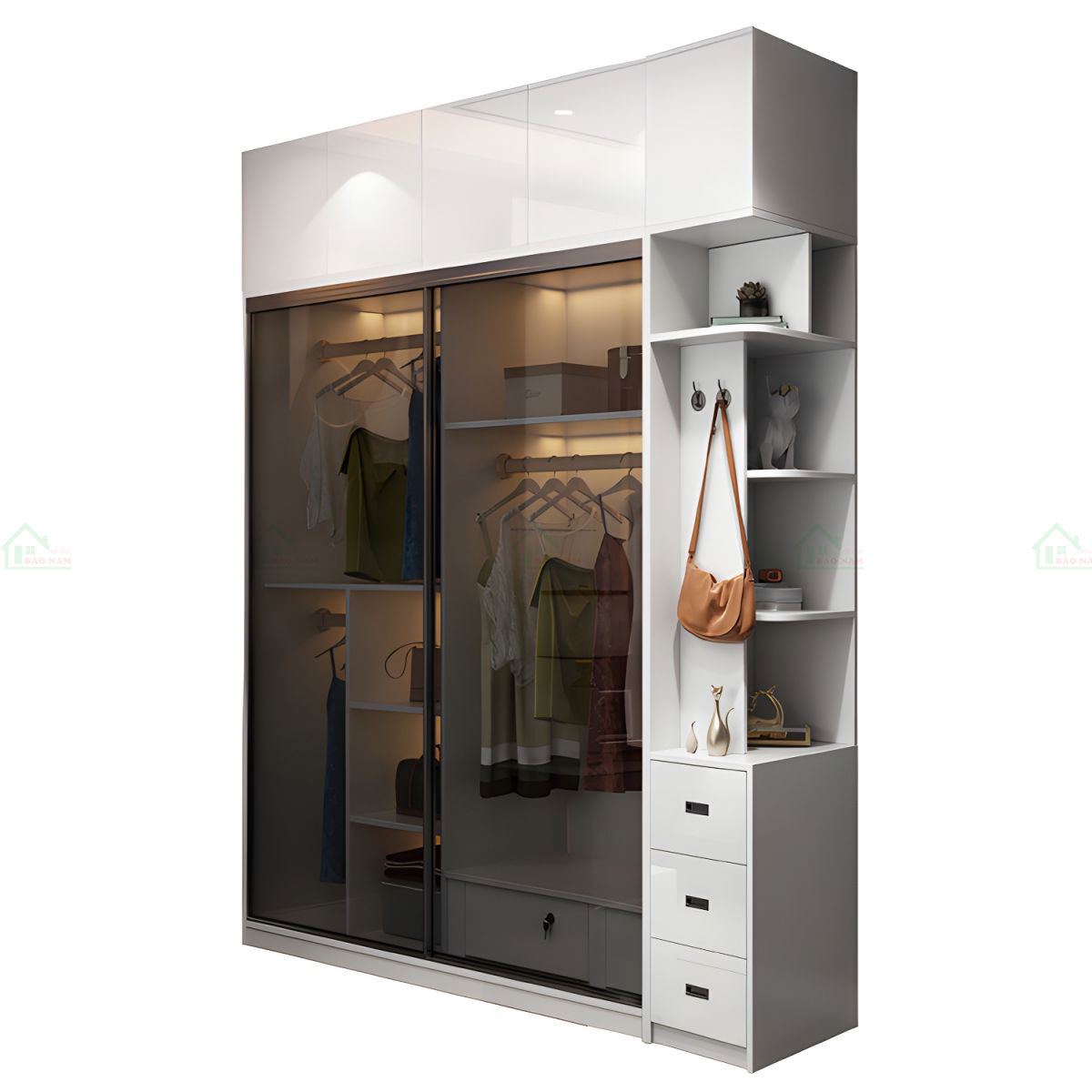 Tủ Quần Áo Cánh Kính Lùa Cao Cấp TK50