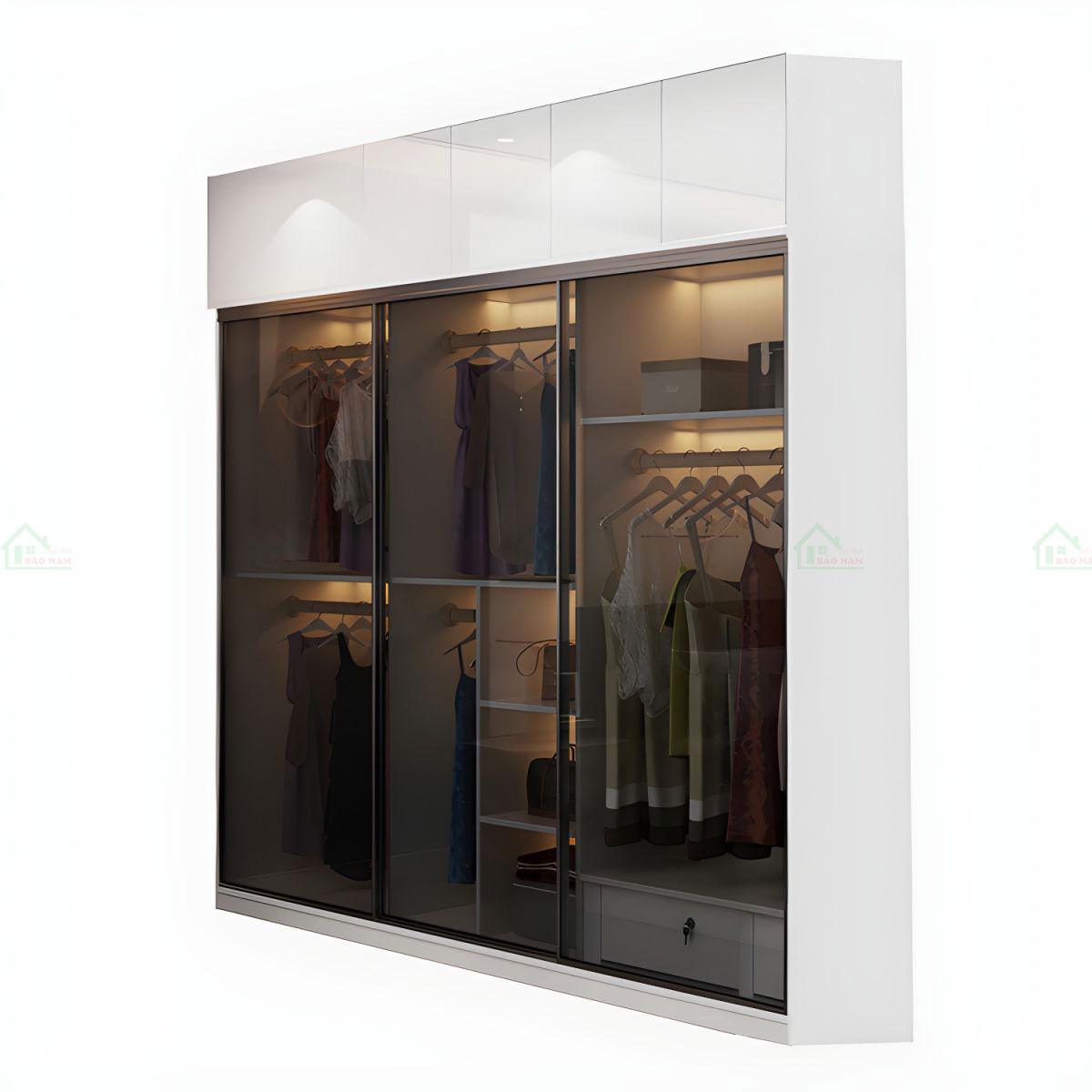 Tủ Quần Áo Cánh Kính Lùa Cao Cấp TK50