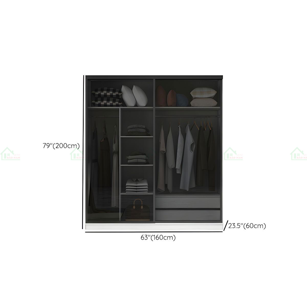 Mẫu Tủ Quần Áo Cánh Kính Lùa Đẹp TK40