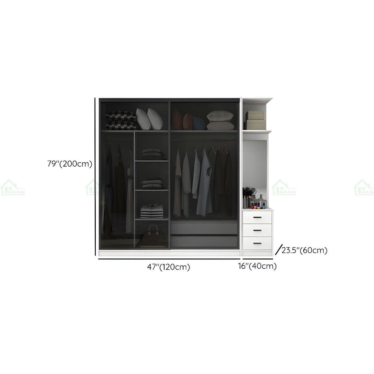 Mẫu Tủ Quần Áo Cánh Kính Lùa Đẹp TK40
