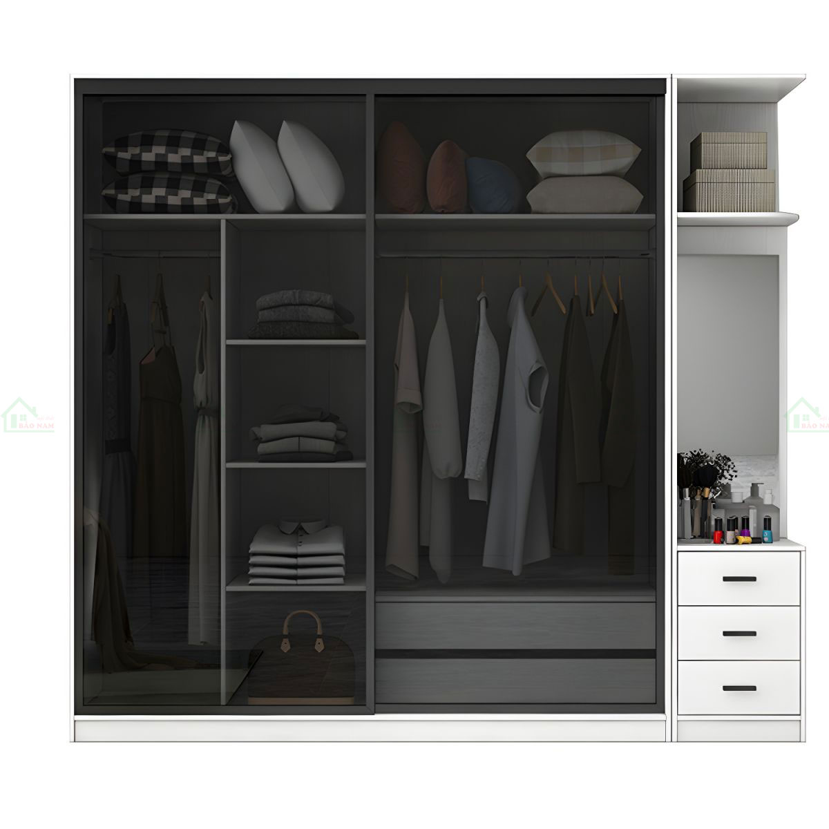 Mẫu Tủ Quần Áo Cánh Kính Lùa Đẹp TK40