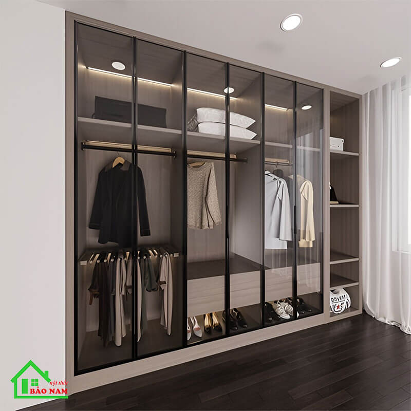 Thiết kế tủ quần áo cánh kính hiện đại TK07