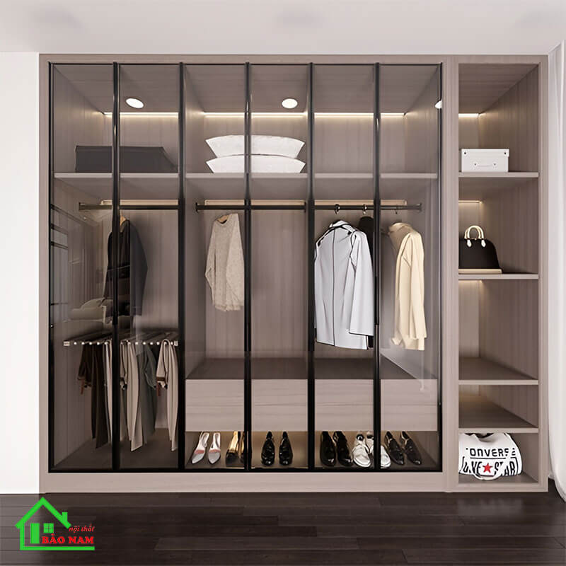 Tủ quần áo cánh kính hiện đại TK07