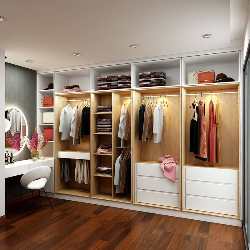Thiết kế thi công tủ quần áo cánh kính giá rẻ