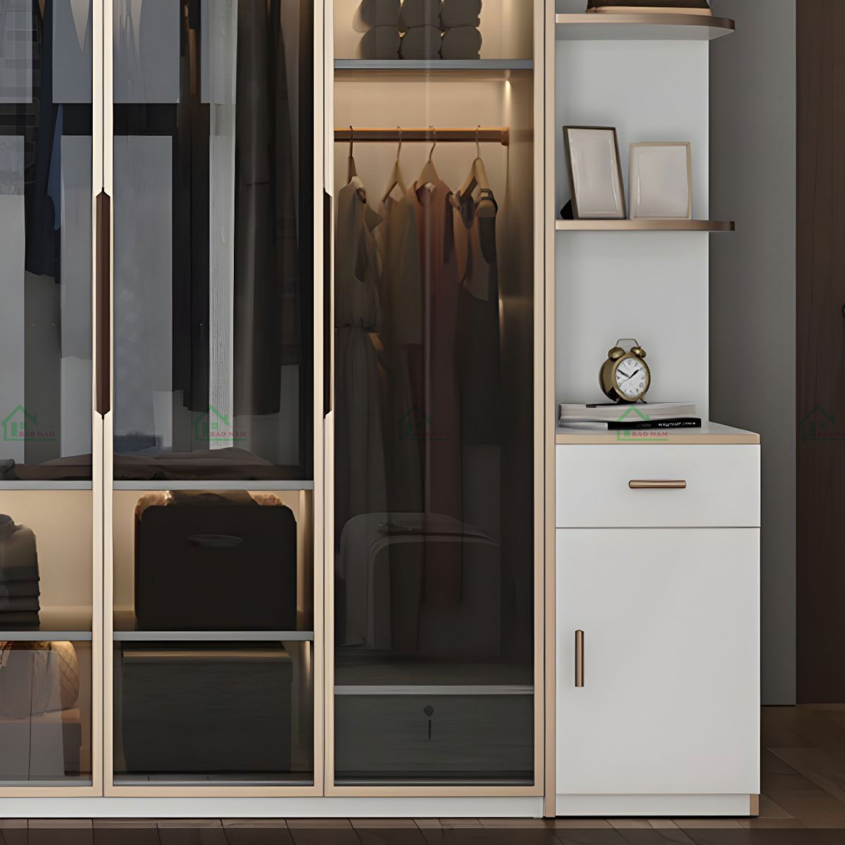 Tủ Quần Áo Cánh Kính Trà Đẹp TK53