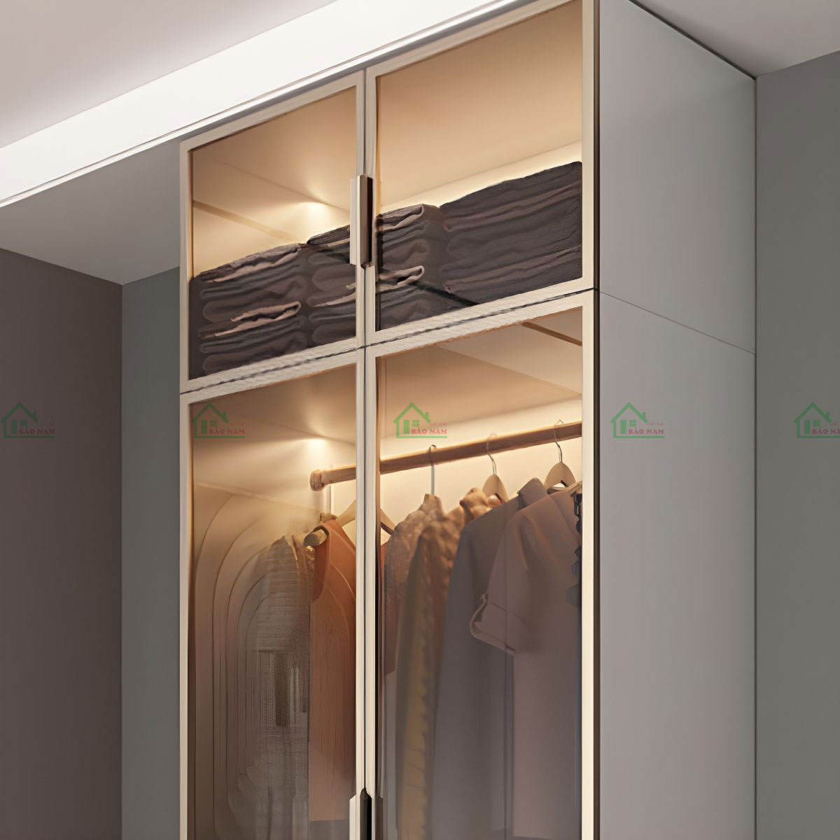 Tủ Quần Áo Cánh Kính Trà Đẹp TK53
