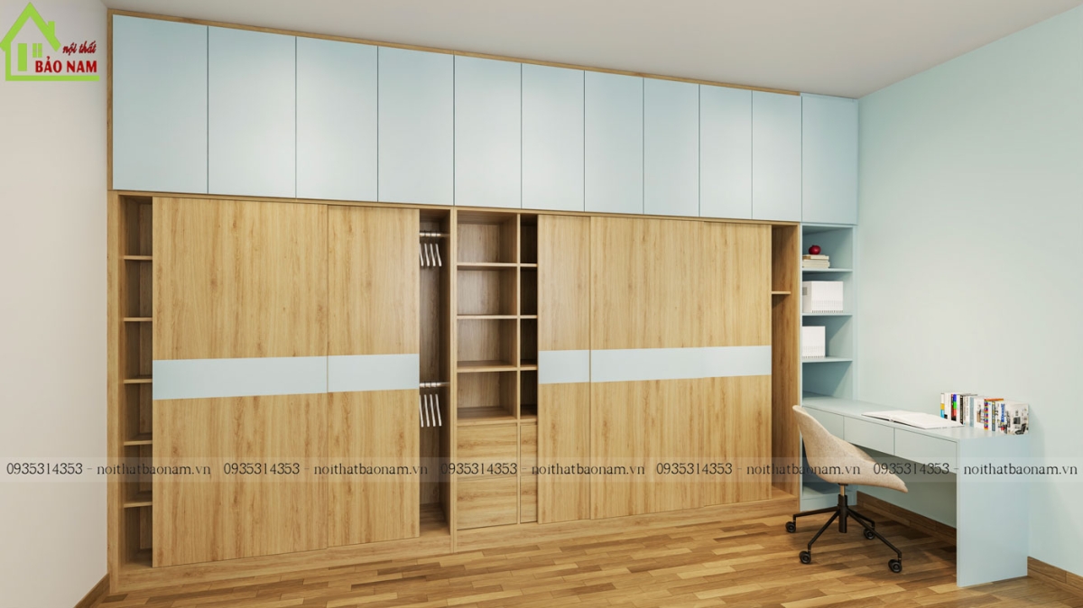 Thiết kế tủ quần áo TAL34 bằng cánh cửa lùa hiện đại, tạo nên vẻ đẹp tinh tế và hiện đại.