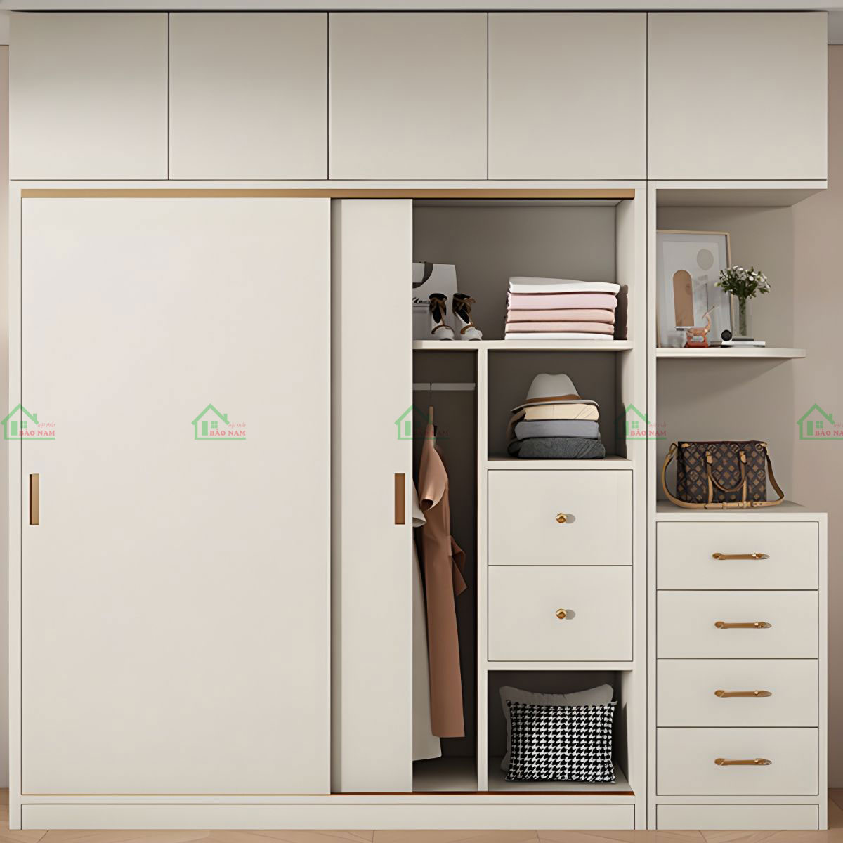 Tủ Quần Áo Cánh Lùa MDF An Cường Đẹp Hiện Đại TAL09