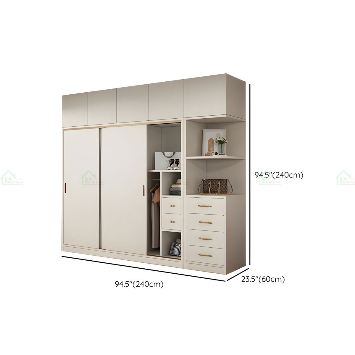 Mẫu Tủ Quần Áo Cánh Lùa MDF An Cường Đẹp Hiện Đại TAL09