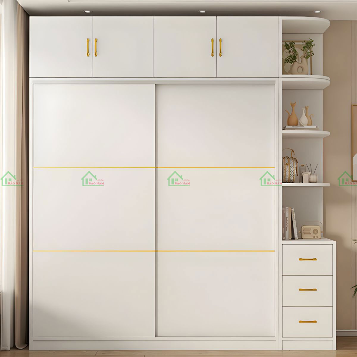 Tủ Quần Áo Cánh Lùa MDF Đẹp Hiện Đại TAL08
