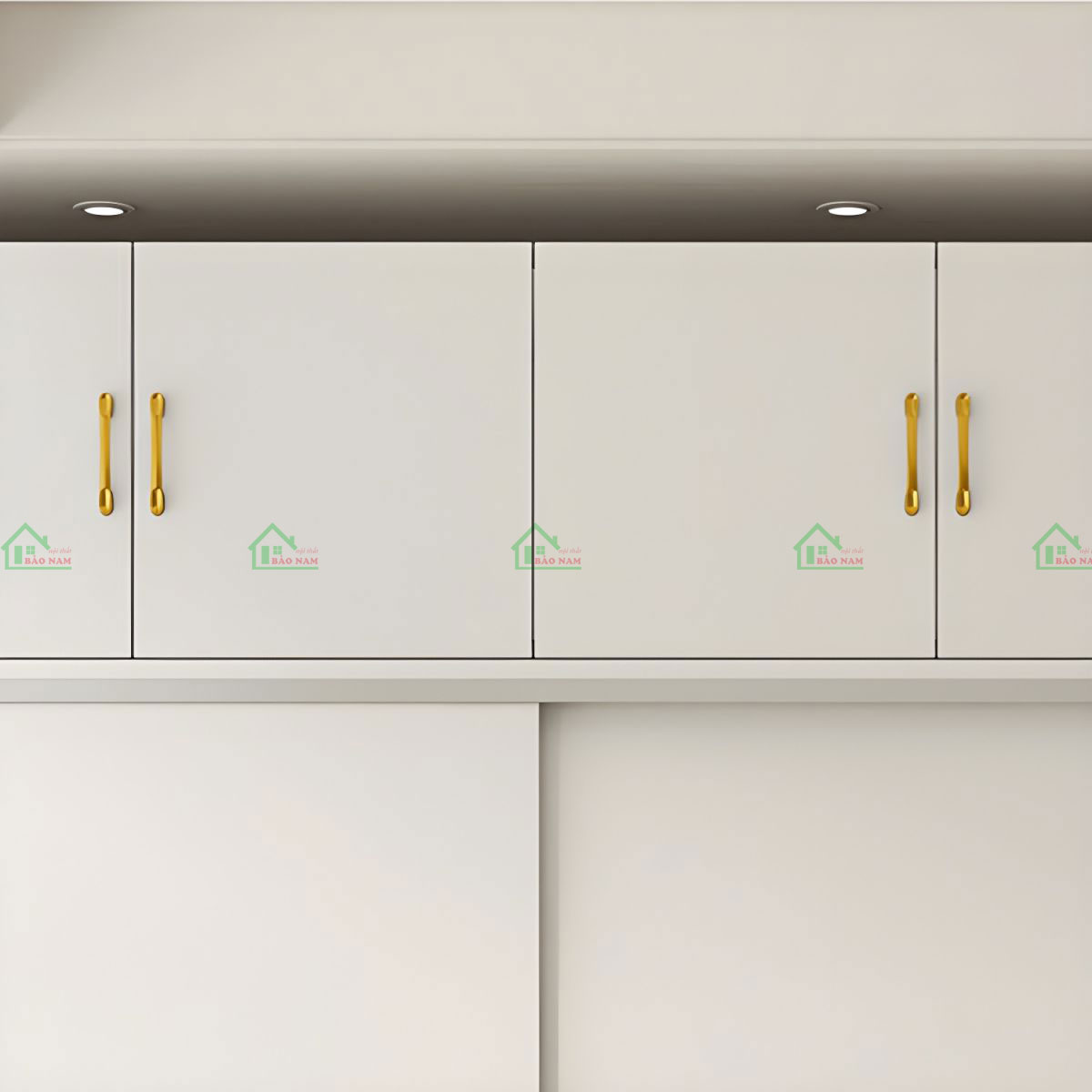 Các chi tiết như tay nắm và nẹp chỉ viền tạo điểm nhấn độc đáo, mang lại vẻ đẹp tinh tế cho tủ quần áo.