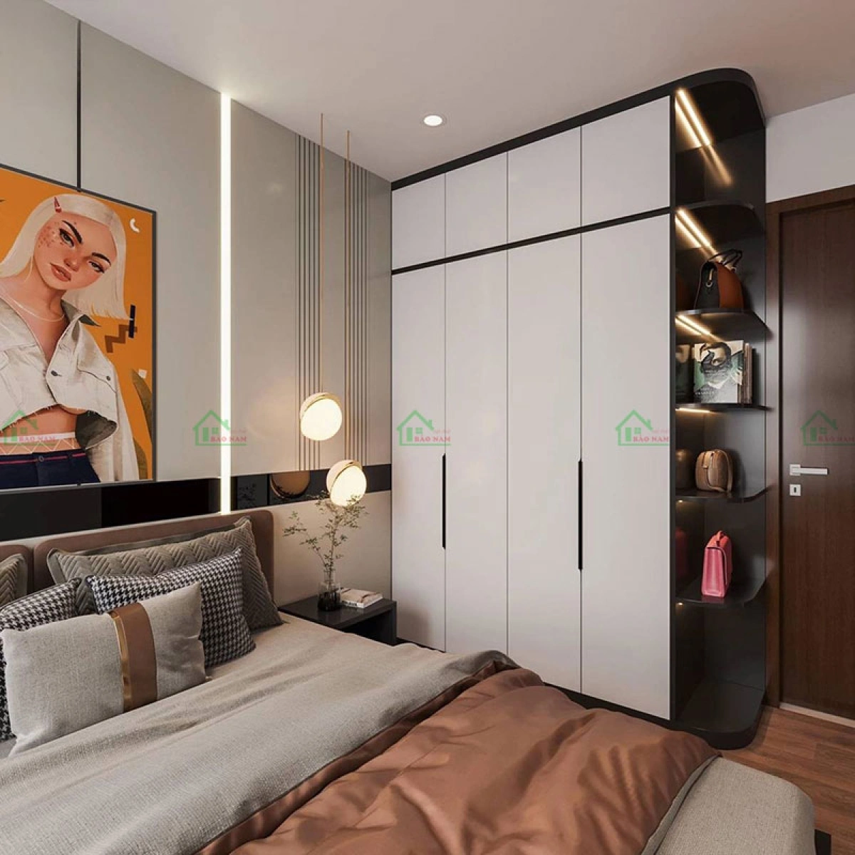 Tủ quần áo cánh mở cho phòng ngủ hiện đại