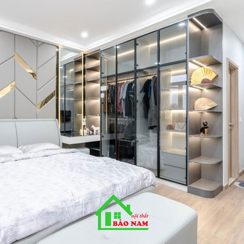 Tủ Quần Áo Cánh Nhôm Kính Hiện Đại TK25