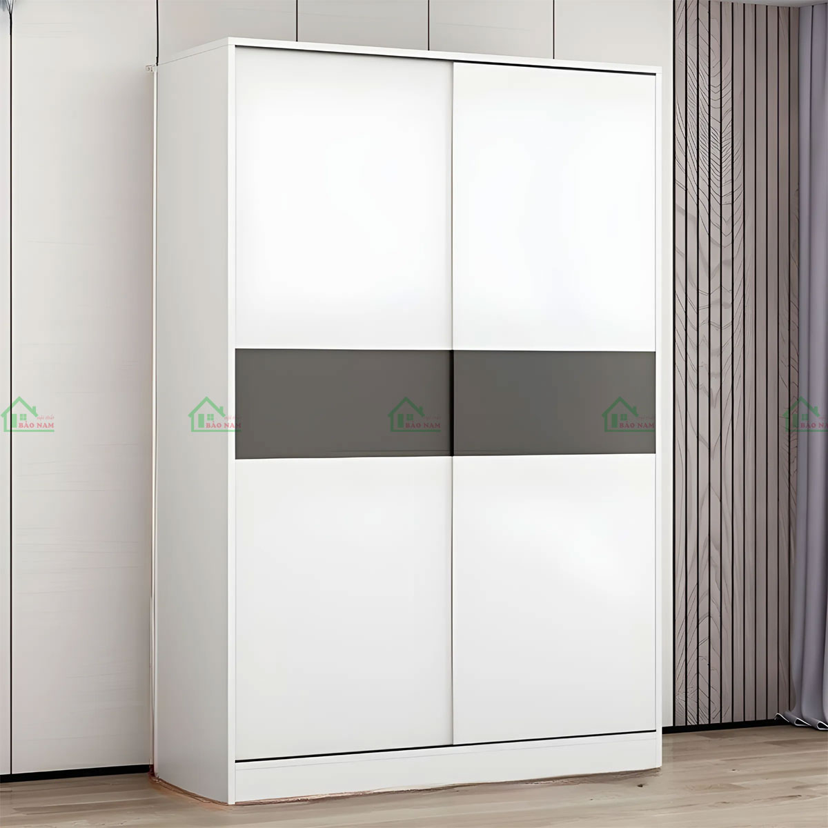 Thiết kế hiện đại với 2 cánh lùa dễ dàng truy cập và sắp xếp quần áo.