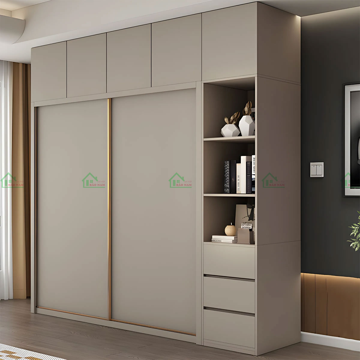 Thiết kế kịch trần giúp tối ưu diện tích và mang đến cảm giác thoáng đãng cho căn phòng.