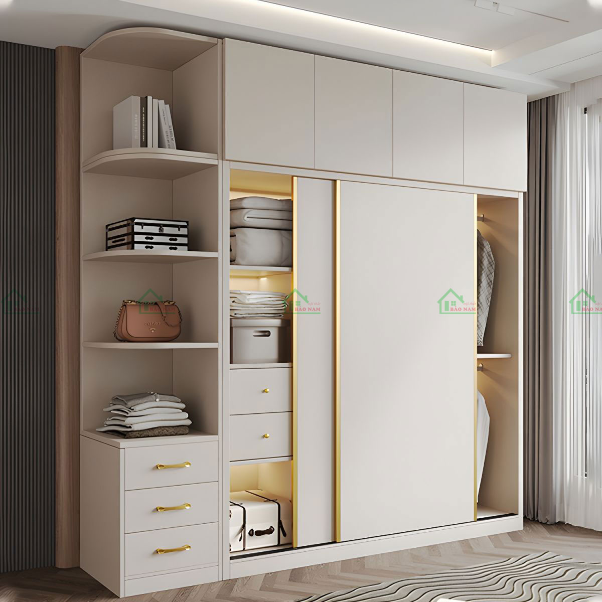 Được sản xuất từ vật liệu Gỗ MDF của thương hiệu nội thất uy tín An Cường, bền chắc và an toàn, đảm bảo độ bền cao.