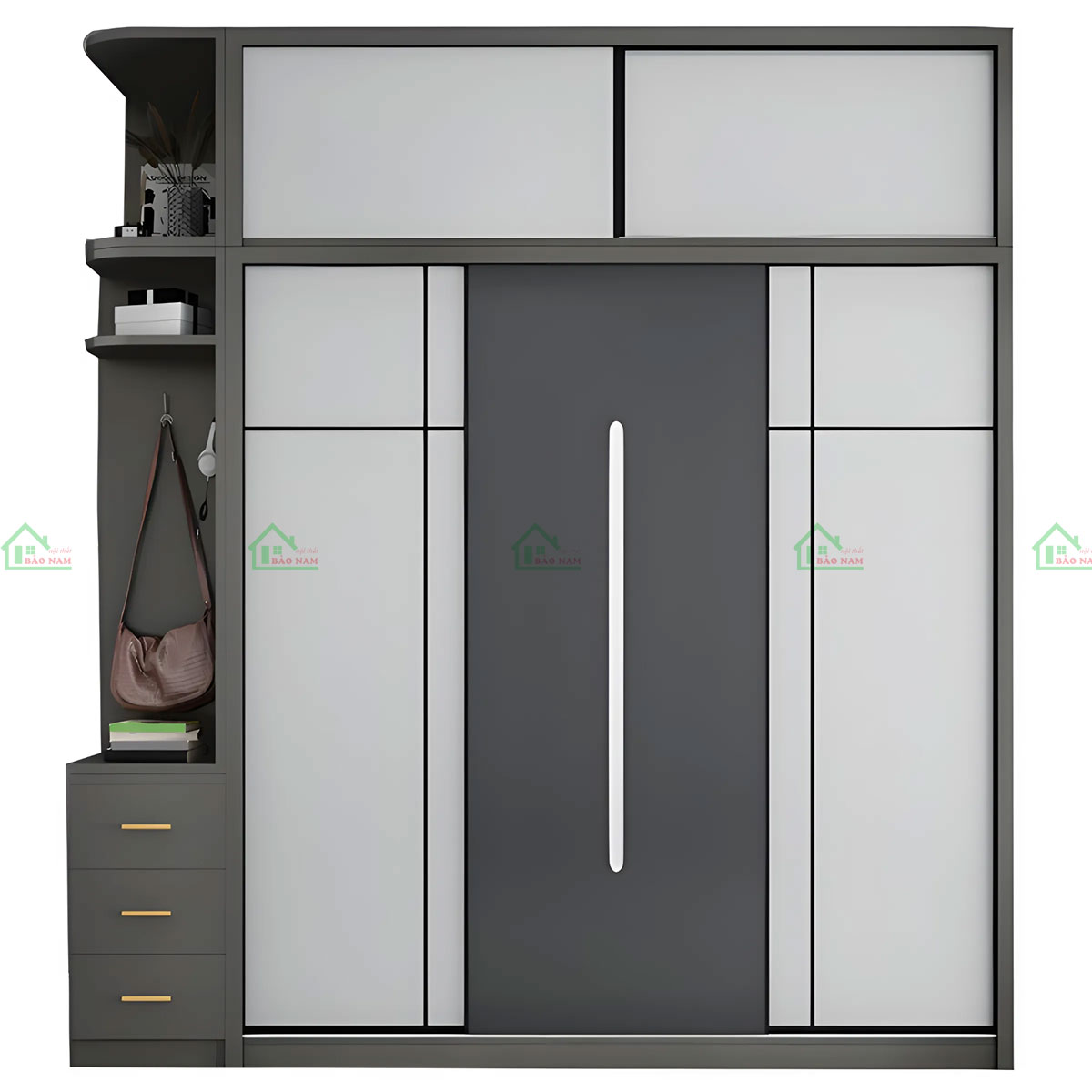 Chất liệu gỗ MDF bền bỉ, dễ vệ sinh và mang đến sự sang trọng, ấm áp.