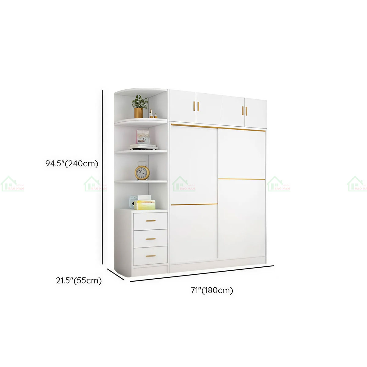 Thiết kế cửa lùa cùng tông màu trắng tinh tế tạo nên vẻ ngoài sang trọng, hài hòa với nhiều phong cách nội thất.