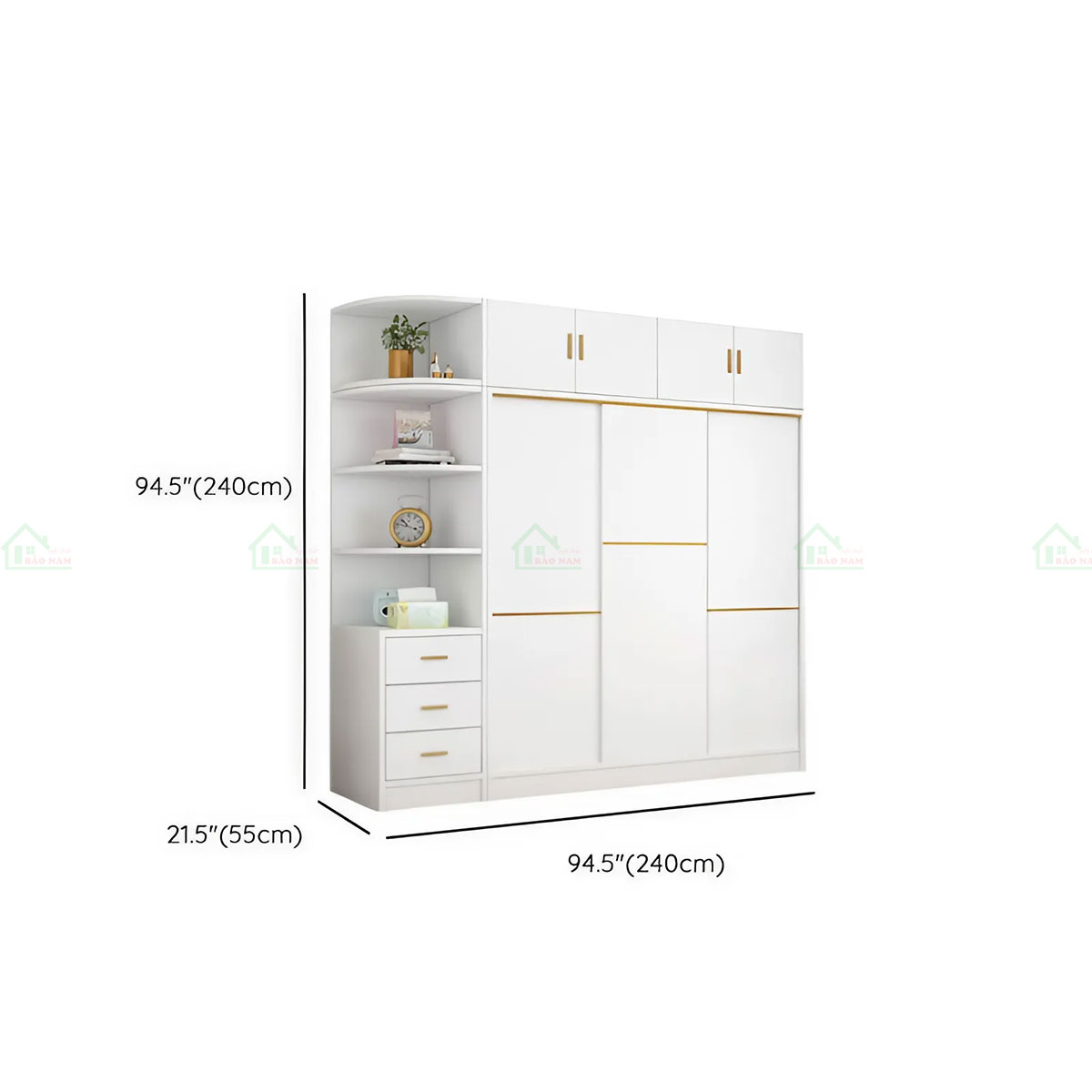 Tủ Quần Áo Cửa Lùa Gỗ MDF Màu Trắng Đẹp Hiện Đại TAL11