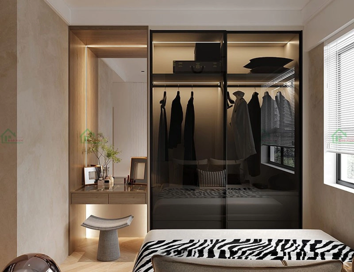 Cánh tủ trượt ngang giúp tiết kiệm đến 40% diện tích sử dụng.